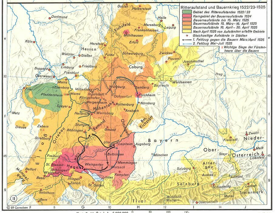 Karte zum Bauernkrieg