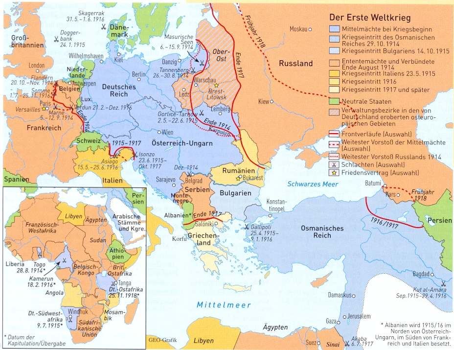 Lexikon Geschichte Baden+Württemberg: Erster Weltkrieg (1914 - 1919)